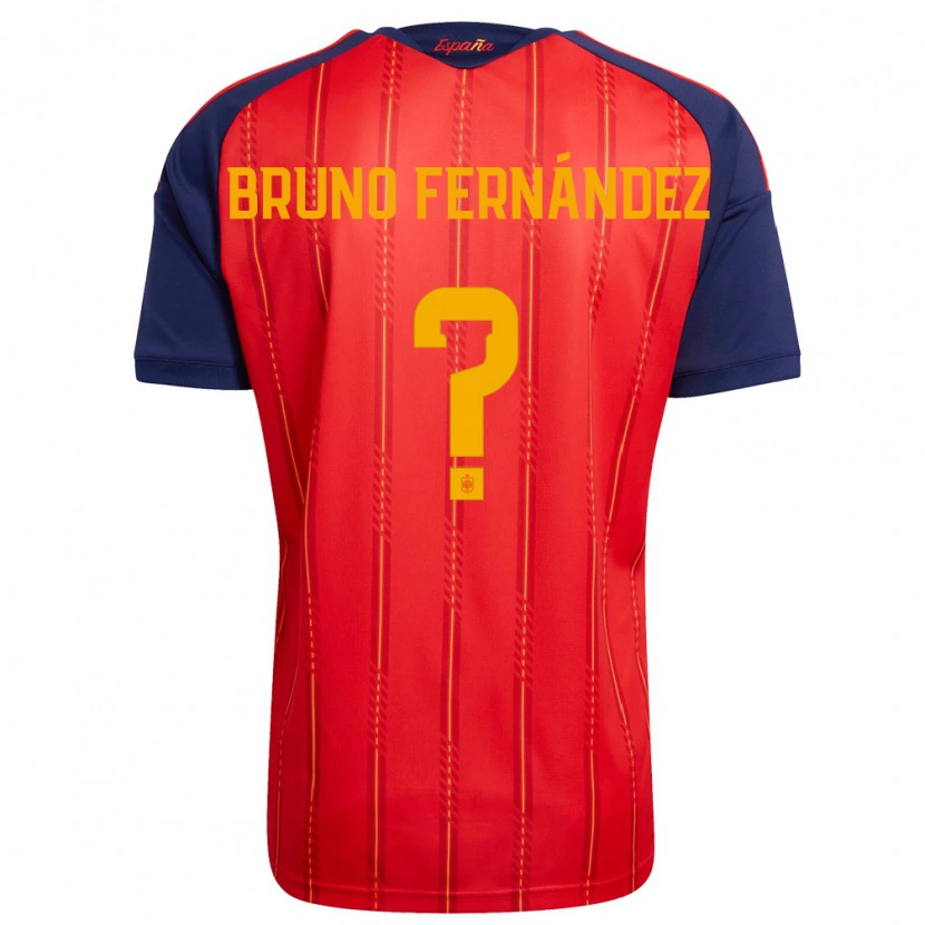Danxen Niño Camiseta España Bruno Fernández #0 Rojo Marino Amarillo 1ª Equipación 26-28 La Camisa