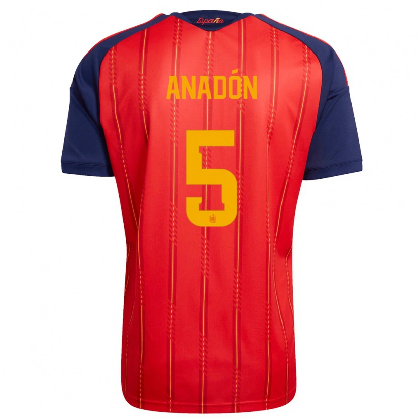 Danxen Niño Camiseta España Guillermo Anadón #5 Rojo Marino Amarillo 1ª Equipación 26-28 La Camisa