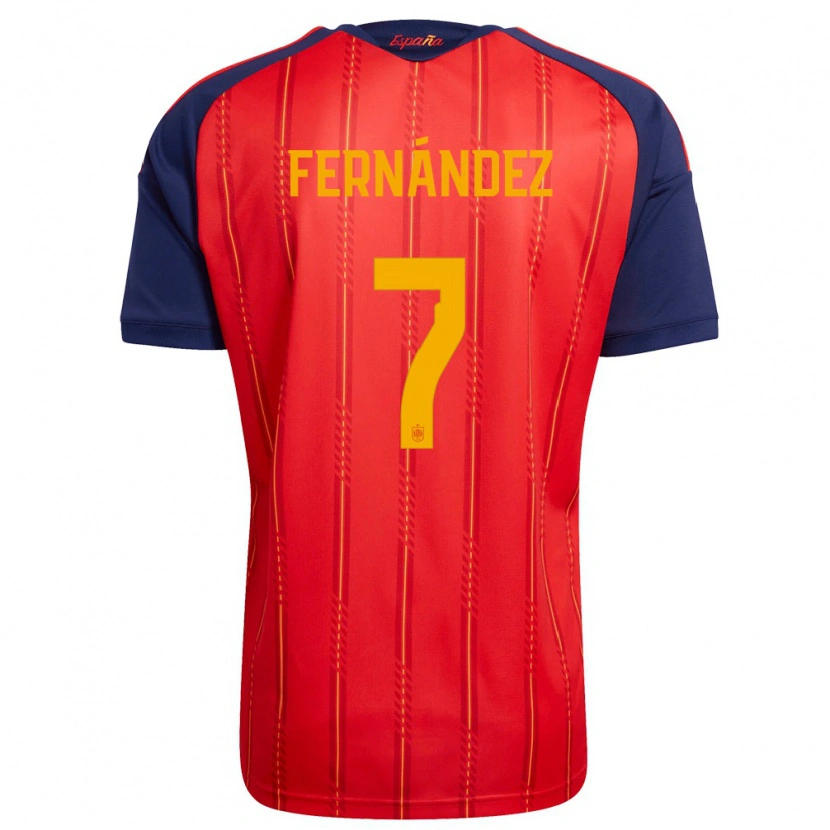 Danxen Niño Camiseta España Dani Fernández #7 Rojo Marino Amarillo 1ª Equipación 26-28 La Camisa