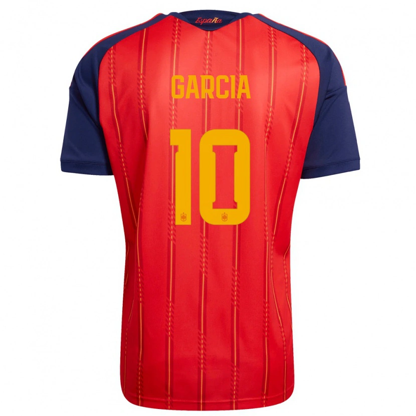 Danxen Niño Camiseta España Pablo García #10 Rojo Marino Amarillo 1ª Equipación 26-28 La Camisa