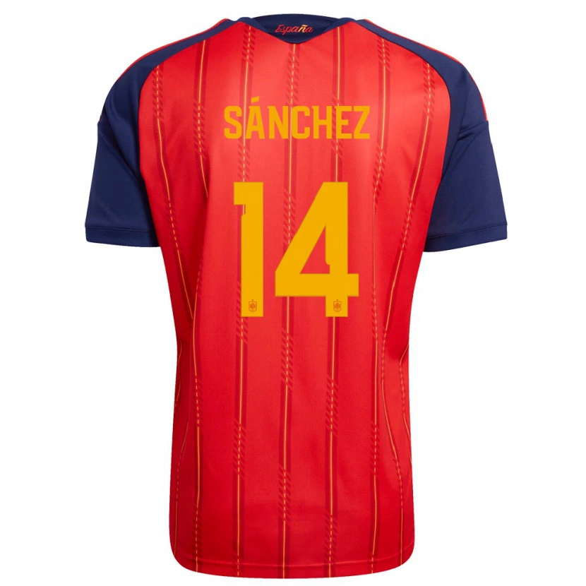 Danxen Niño Camiseta España Selton Sánchez #14 Rojo Marino Amarillo 1ª Equipación 26-28 La Camisa