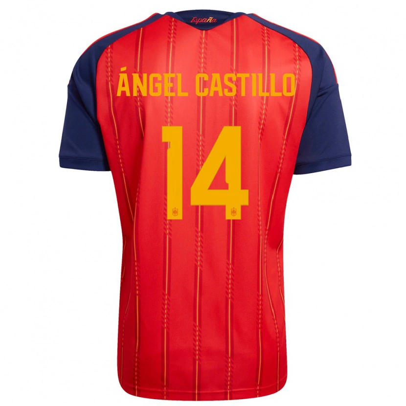 Danxen Niño Camiseta España Manuel Ángel Castillo #14 Rojo Marino Amarillo 1ª Equipación 26-28 La Camisa