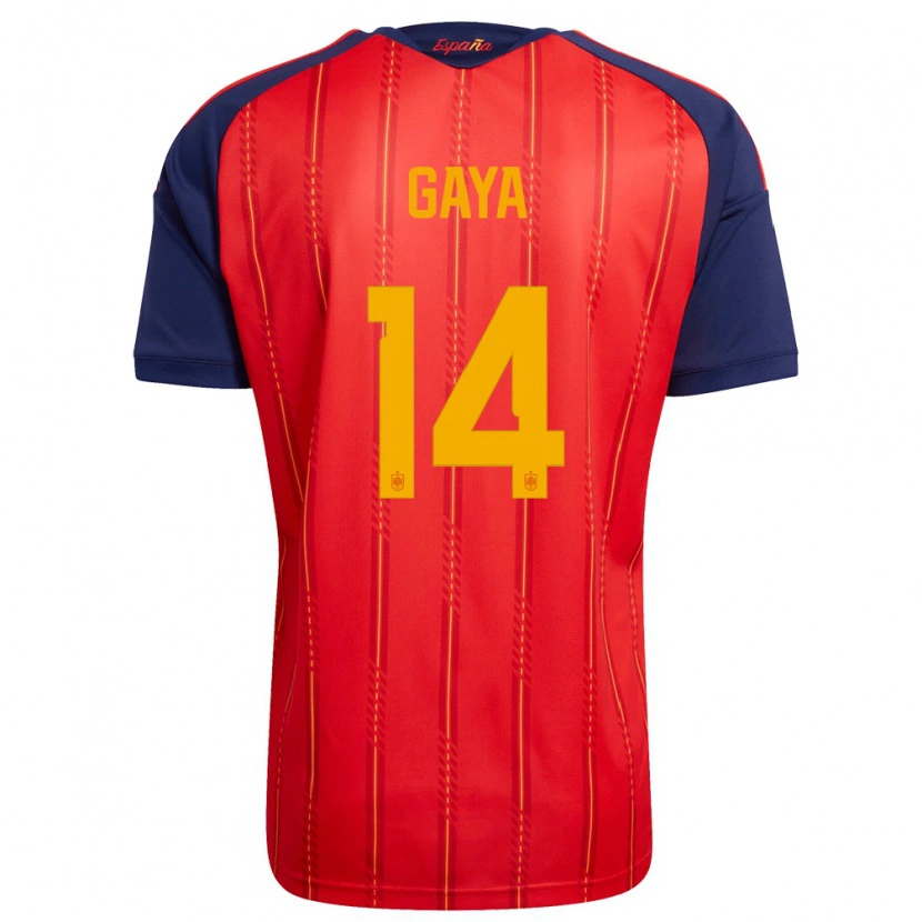 Danxen Niño Camiseta España Jose Gaya #14 Rojo Marino Amarillo 1ª Equipación 26-28 La Camisa