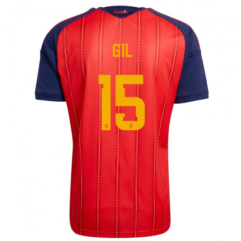 Danxen Niño Camiseta España Miguel Gil #15 Rojo Marino Amarillo 1ª Equipación 26-28 La Camisa
