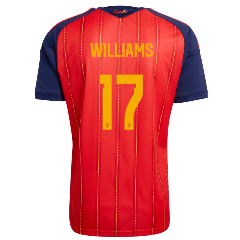 Danxen Niño Camiseta España Nico Williams #17 Rojo Marino Amarillo 1ª Equipación 26-28 La Camisa