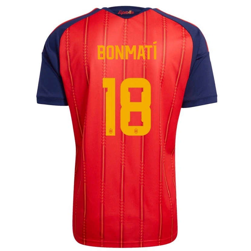 Danxen Niño Camiseta España Aitana Bonmati #18 Rojo Marino Amarillo 1ª Equipación 26-28 La Camisa
