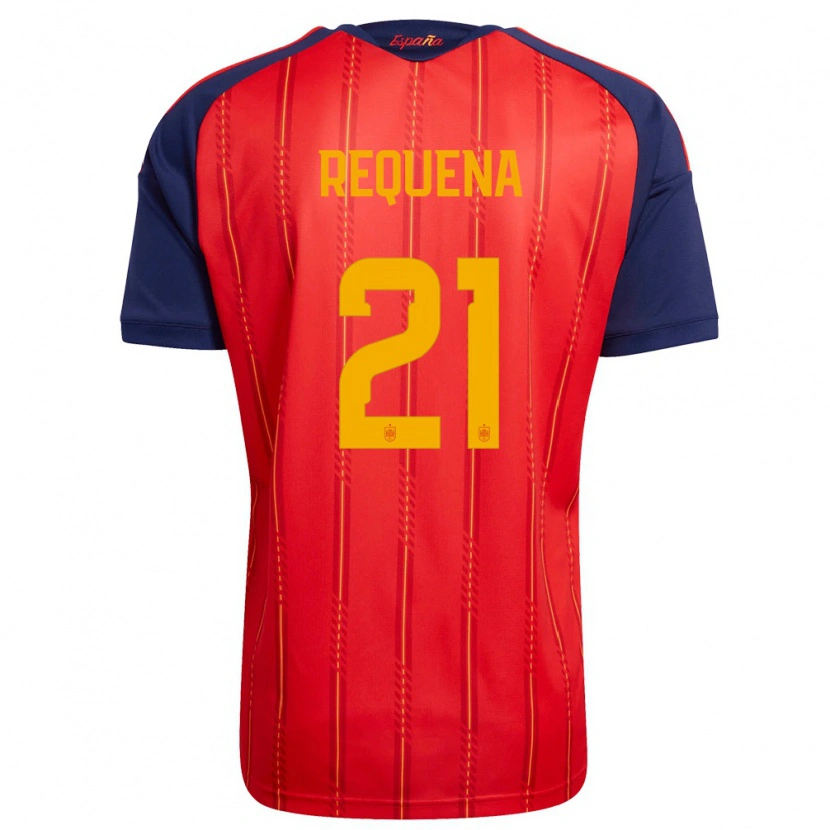 Danxen Niño Camiseta España Dani Requena #21 Rojo Marino Amarillo 1ª Equipación 26-28 La Camisa