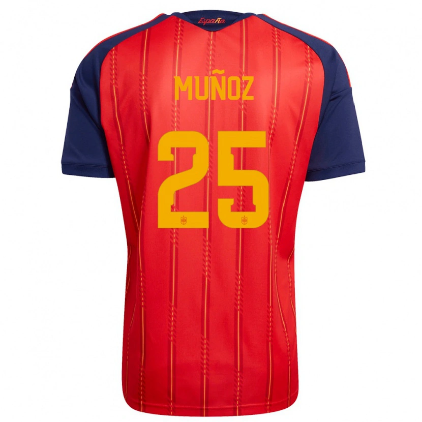 Danxen Niño Camiseta España Víctor Muñoz #25 Rojo Marino Amarillo 1ª Equipación 26-28 La Camisa