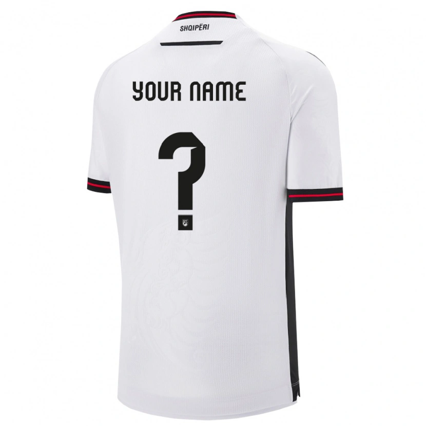 Danxen Niño Camiseta Albania Su Nombre #0 Blanco Negro 2ª Equipación 26-28 La Camisa