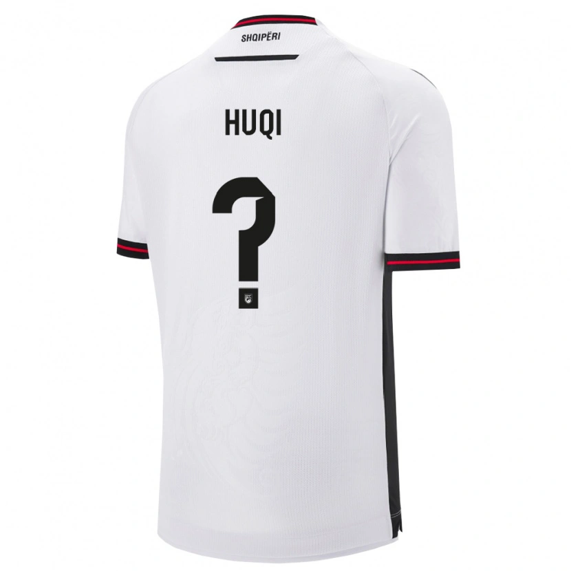 Danxen Niño Camiseta Albania Mattia Huqi #0 Blanco Negro 2ª Equipación 26-28 La Camisa