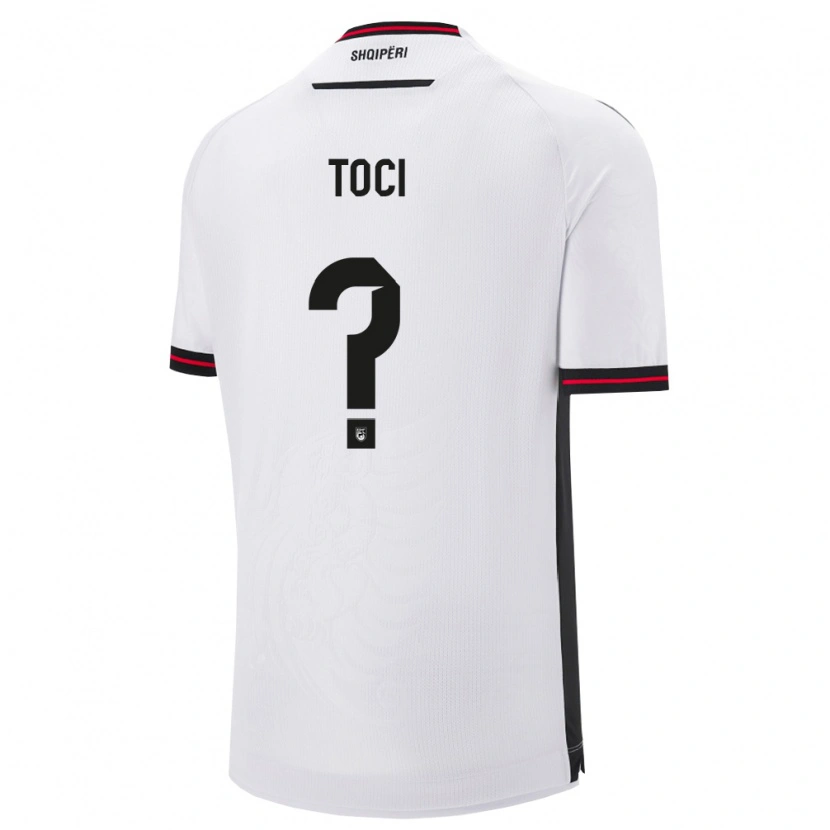 Danxen Niño Camiseta Albania Eljon Toci #0 Blanco Negro 2ª Equipación 26-28 La Camisa