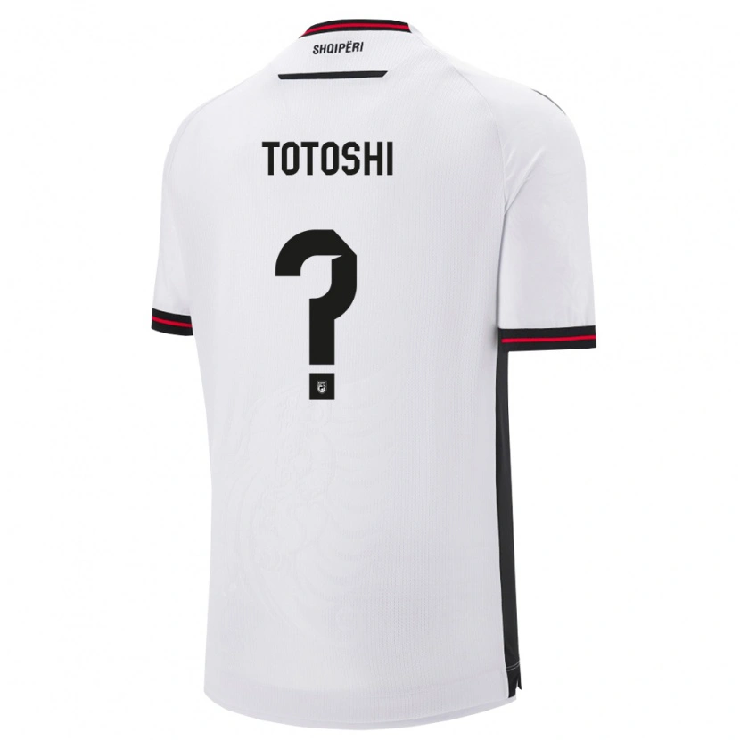 Danxen Niño Camiseta Albania Klevi Totoshi #0 Blanco Negro 2ª Equipación 26-28 La Camisa