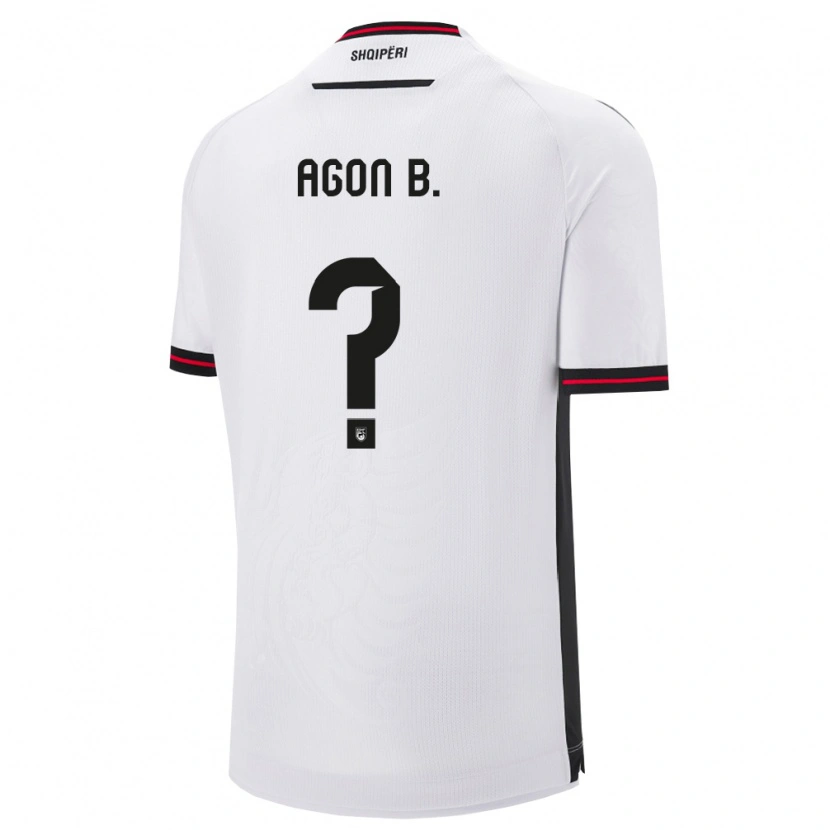 Danxen Niño Camiseta Albania Agon Bajrami #0 Blanco Negro 2ª Equipación 26-28 La Camisa