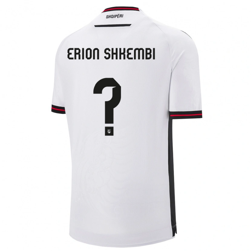 Danxen Niño Camiseta Albania Erion Shkembi #0 Blanco Negro 2ª Equipación 26-28 La Camisa