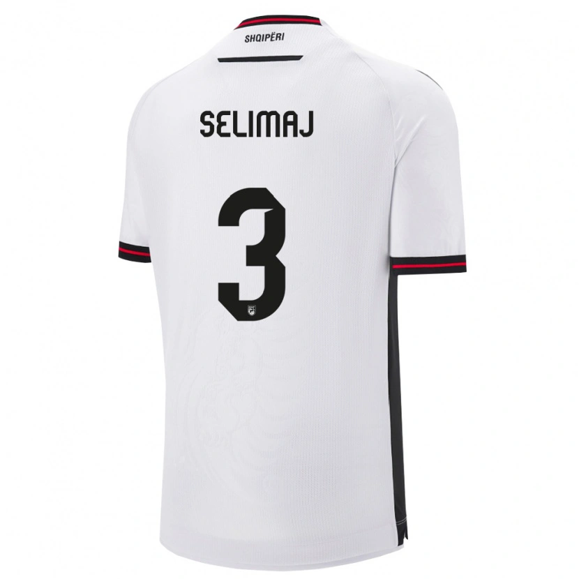 Danxen Niño Camiseta Albania Ermis Selimaj #3 Blanco Negro 2ª Equipación 26-28 La Camisa