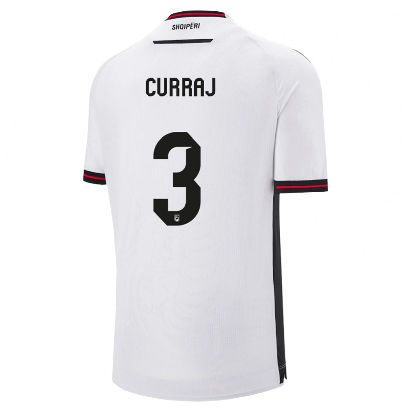 Danxen Niño Camiseta Albania Arbenita Curraj #3 Blanco Negro 2ª Equipación 26-28 La Camisa