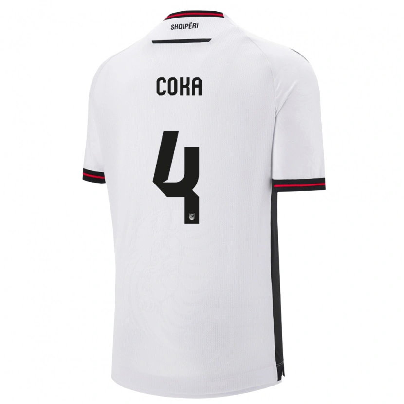 Danxen Niño Camiseta Albania Jehona Coka #4 Blanco Negro 2ª Equipación 26-28 La Camisa