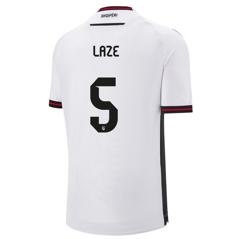 Danxen Niño Camiseta Albania Jetmir Laze #5 Blanco Negro 2ª Equipación 26-28 La Camisa