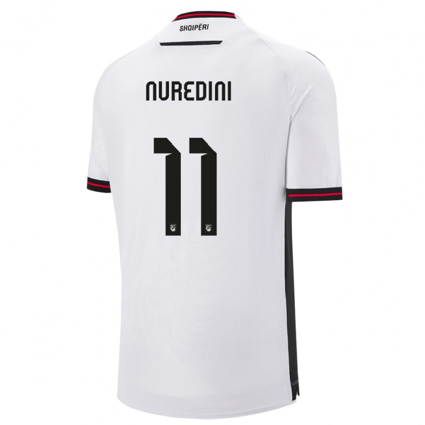 Danxen Niño Camiseta Albania Joi Nuredini #11 Blanco Negro 2ª Equipación 26-28 La Camisa