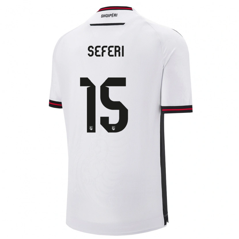 Danxen Niño Camiseta Albania Taulant Seferi #15 Blanco Negro 2ª Equipación 26-28 La Camisa
