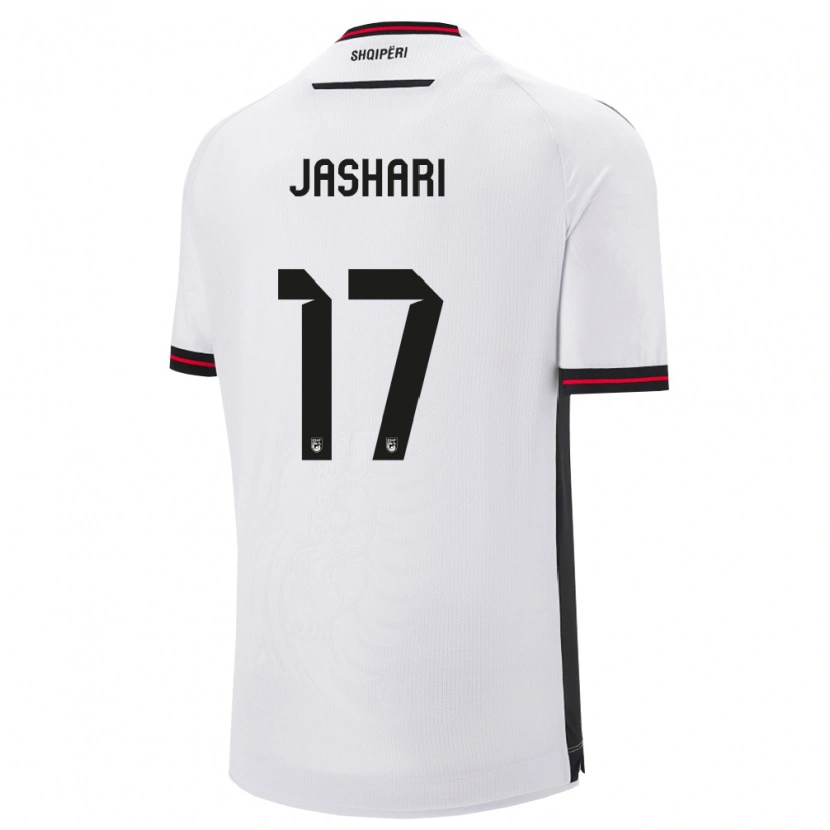 Danxen Niño Camiseta Albania Elion Jashari #17 Blanco Negro 2ª Equipación 26-28 La Camisa