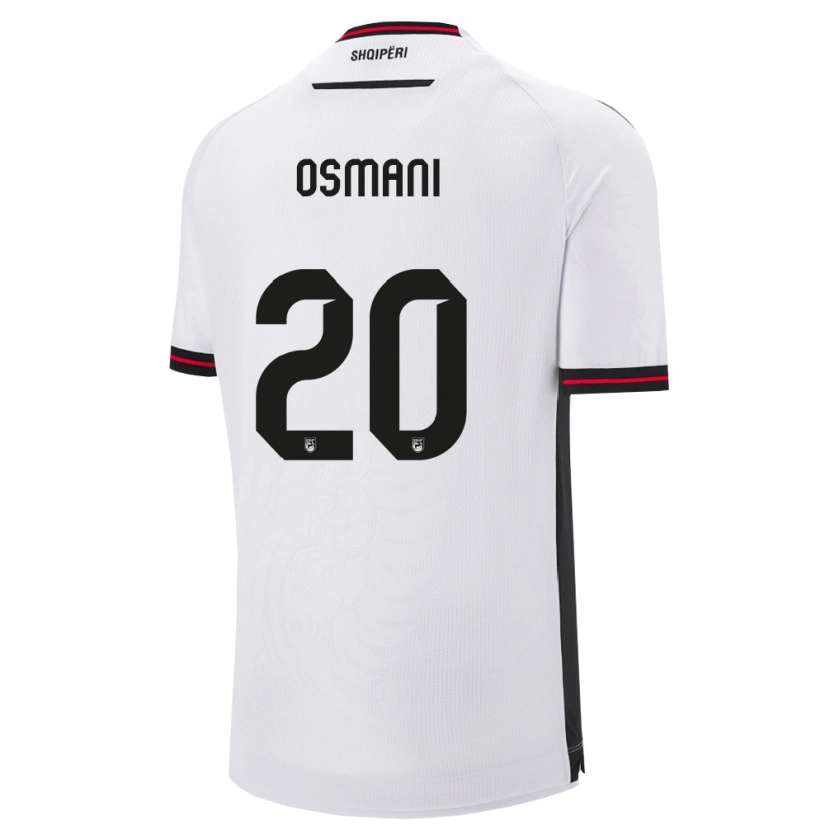 Danxen Niño Camiseta Albania Enes Osmani #20 Blanco Negro 2ª Equipación 26-28 La Camisa
