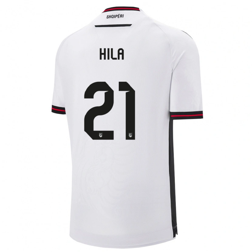Danxen Niño Camiseta Albania Alma Hila #21 Blanco Negro 2ª Equipación 26-28 La Camisa