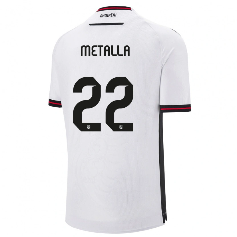 Danxen Niño Camiseta Albania Mikaela Metalla #22 Blanco Negro 2ª Equipación 26-28 La Camisa