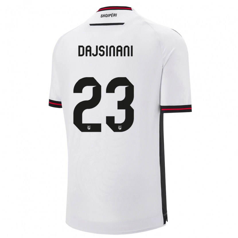 Danxen Niño Camiseta Albania Mario Dajsinani #23 Blanco Negro 2ª Equipación 26-28 La Camisa
