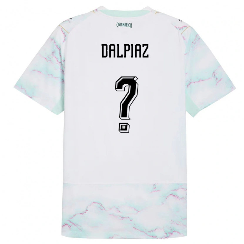Danxen Niño Camiseta Austria Magnus Dalpiaz #0 Blanco Verde Oro 2ª Equipación 26-28 La Camisa