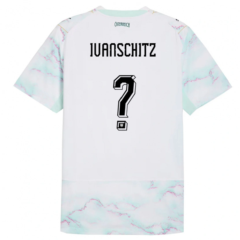 Danxen Niño Camiseta Austria Ilia Ivanschitz #0 Blanco Verde Oro 2ª Equipación 26-28 La Camisa