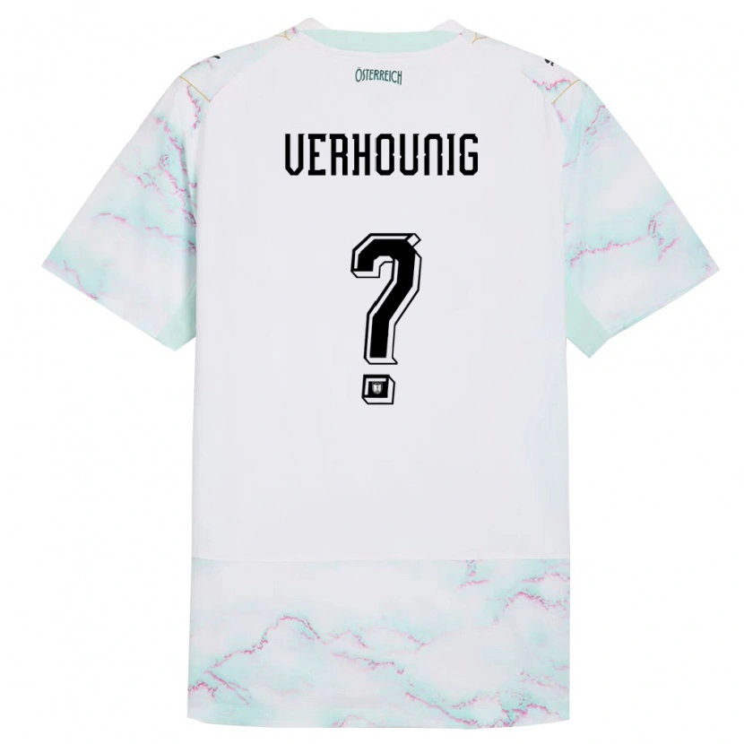 Danxen Niño Camiseta Austria Phillip Verhounig #0 Blanco Verde Oro 2ª Equipación 26-28 La Camisa