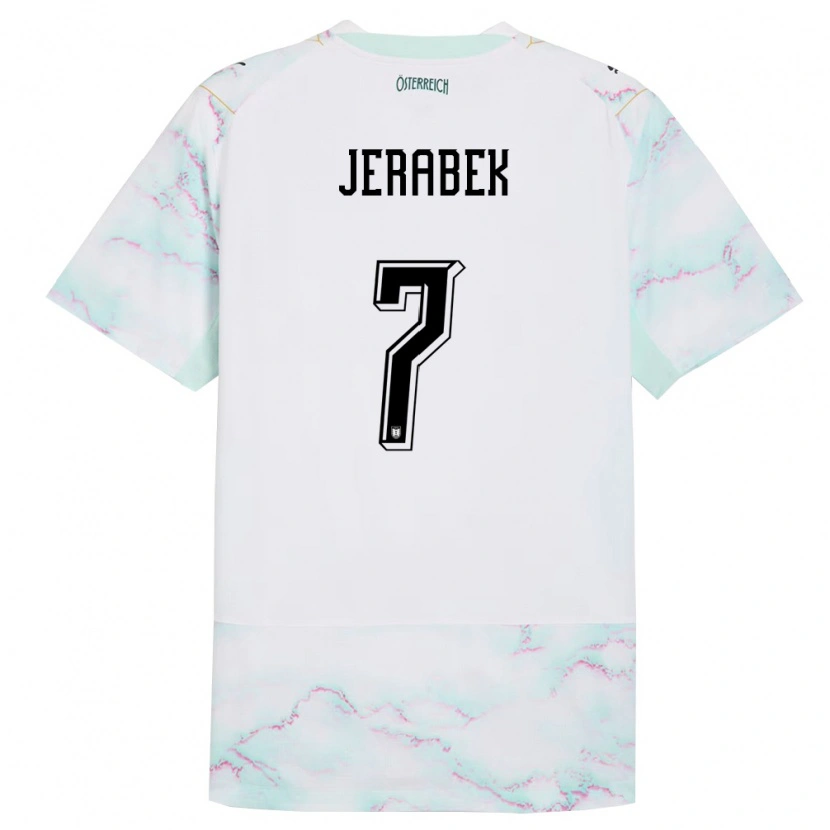 Danxen Niño Camiseta Austria Bruno Jerabek #7 Blanco Verde Oro 2ª Equipación 26-28 La Camisa