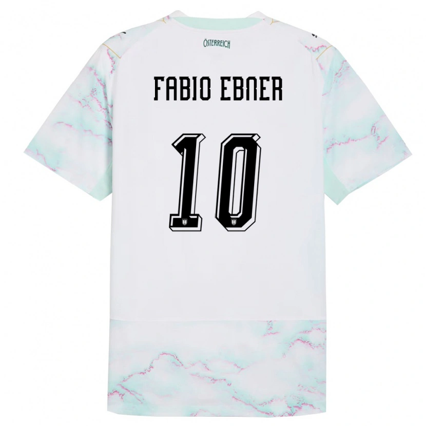 Danxen Niño Camiseta Austria Fabio Ebner #10 Blanco Verde Oro 2ª Equipación 26-28 La Camisa