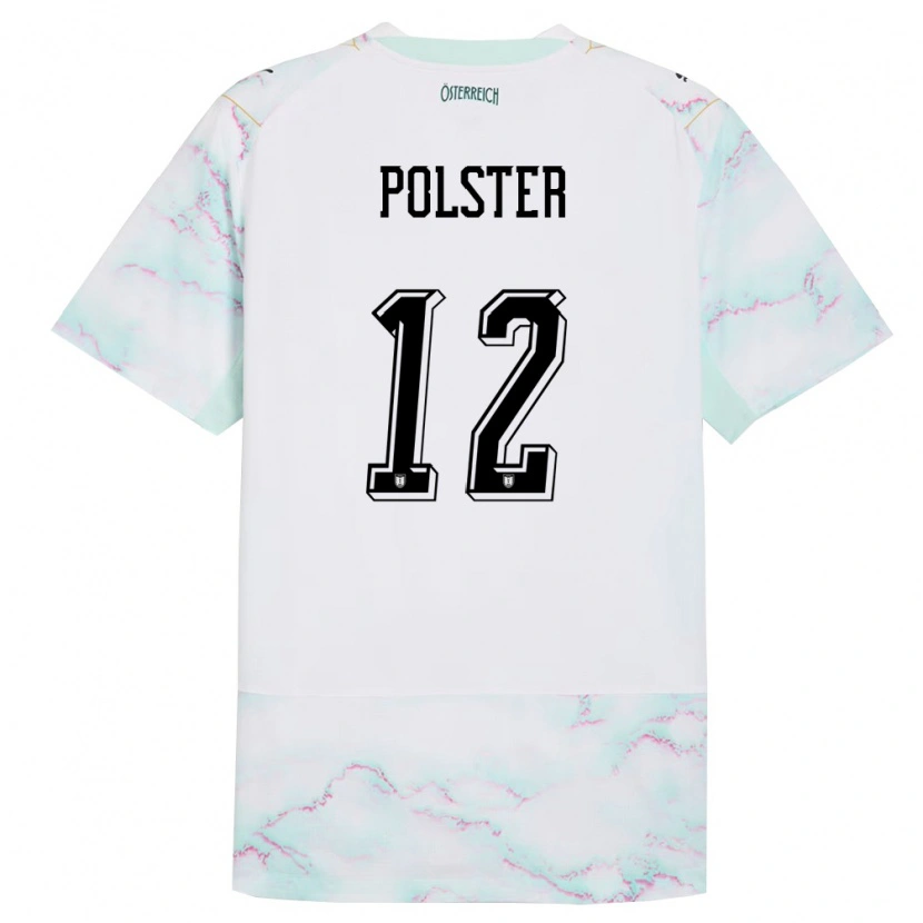 Danxen Niño Camiseta Austria Nikolas Polster #12 Blanco Verde Oro 2ª Equipación 26-28 La Camisa