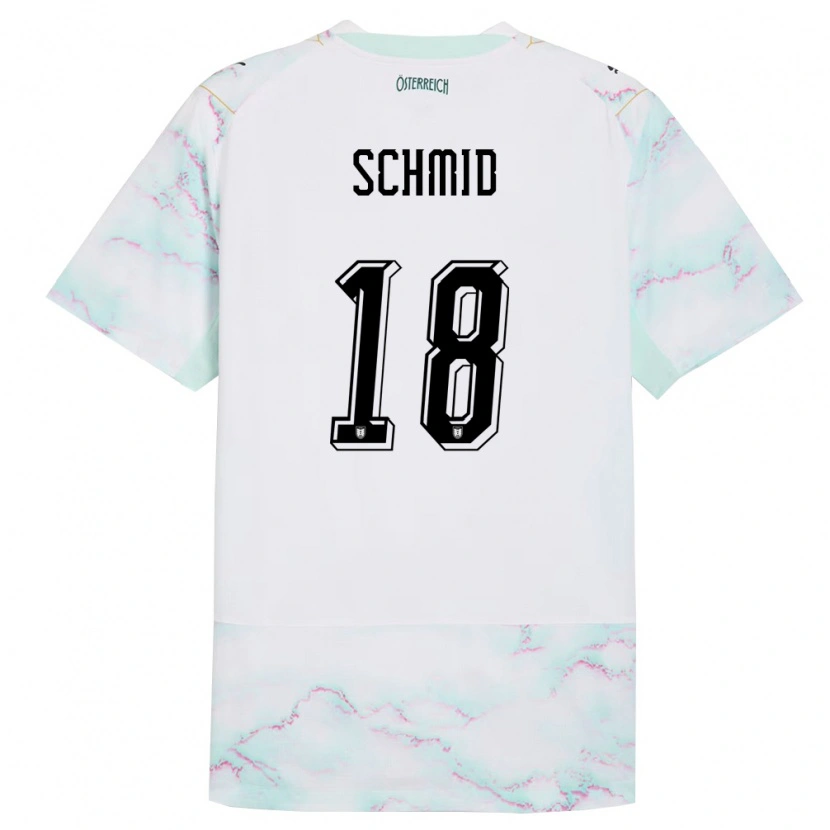 Danxen Niño Camiseta Austria Romano Schmid #18 Blanco Verde Oro 2ª Equipación 26-28 La Camisa