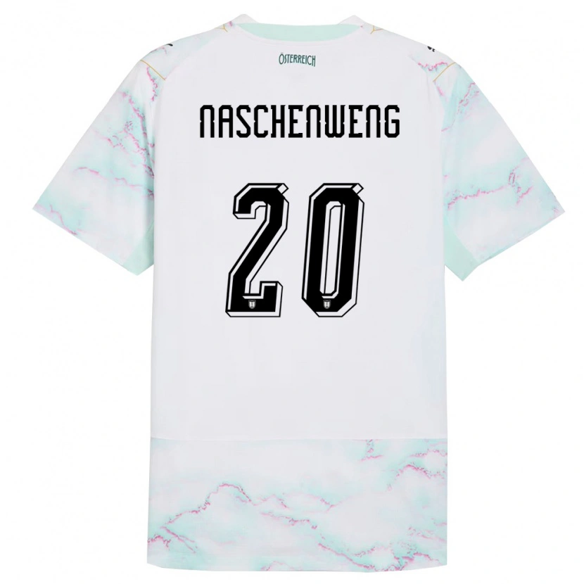 Danxen Niño Camiseta Austria Katharina Naschenweng #20 Blanco Verde Oro 2ª Equipación 26-28 La Camisa