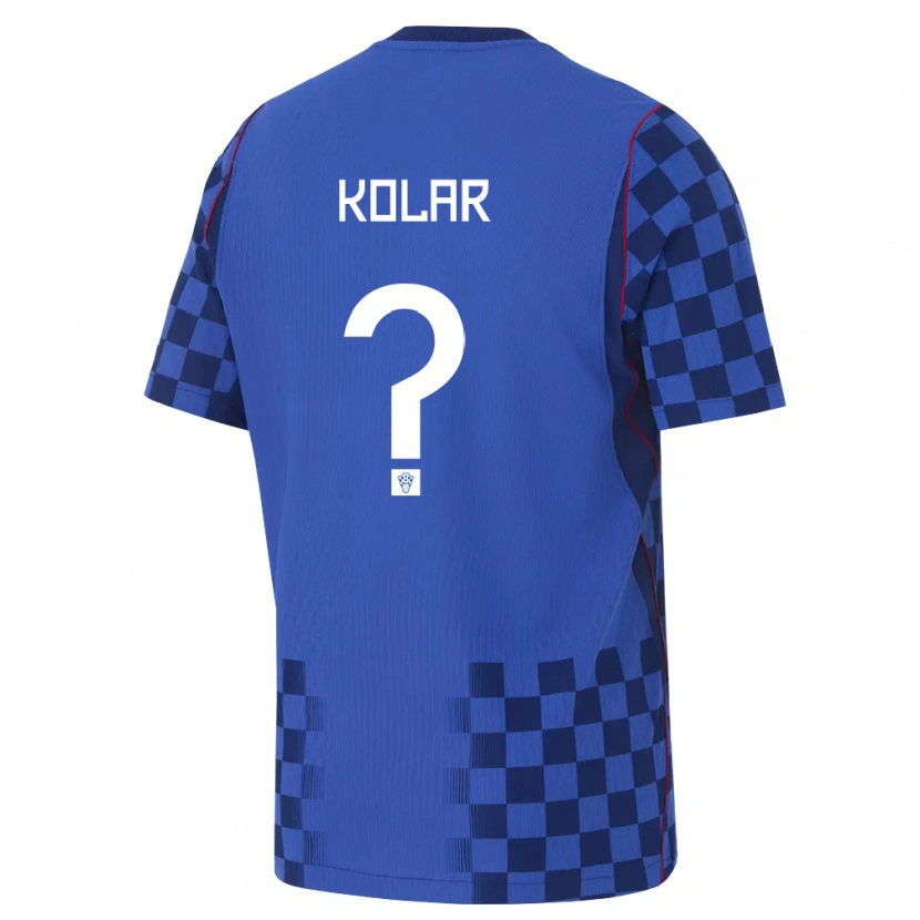 Danxen Niño Camiseta Croacia Teo Kolar #0 Azul Marino Rojo 2ª Equipación 26-28 La Camisa