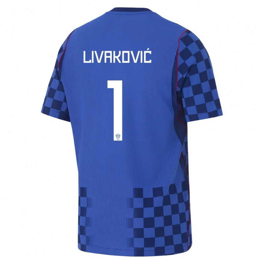 Danxen Niño Camiseta Croacia Dominik Livakovic #1 Azul Marino Rojo 2ª Equipación 26-28 La Camisa