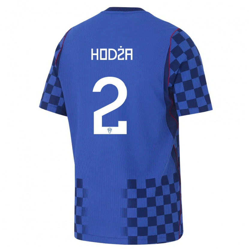 Danxen Niño Camiseta Croacia Veldin Hodza #2 Azul Marino Rojo 2ª Equipación 26-28 La Camisa
