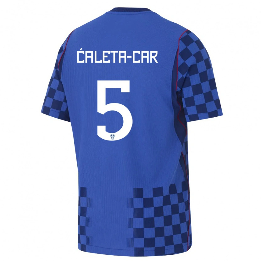 Danxen Niño Camiseta Croacia Duje Caleta-Car #5 Azul Marino Rojo 2ª Equipación 26-28 La Camisa