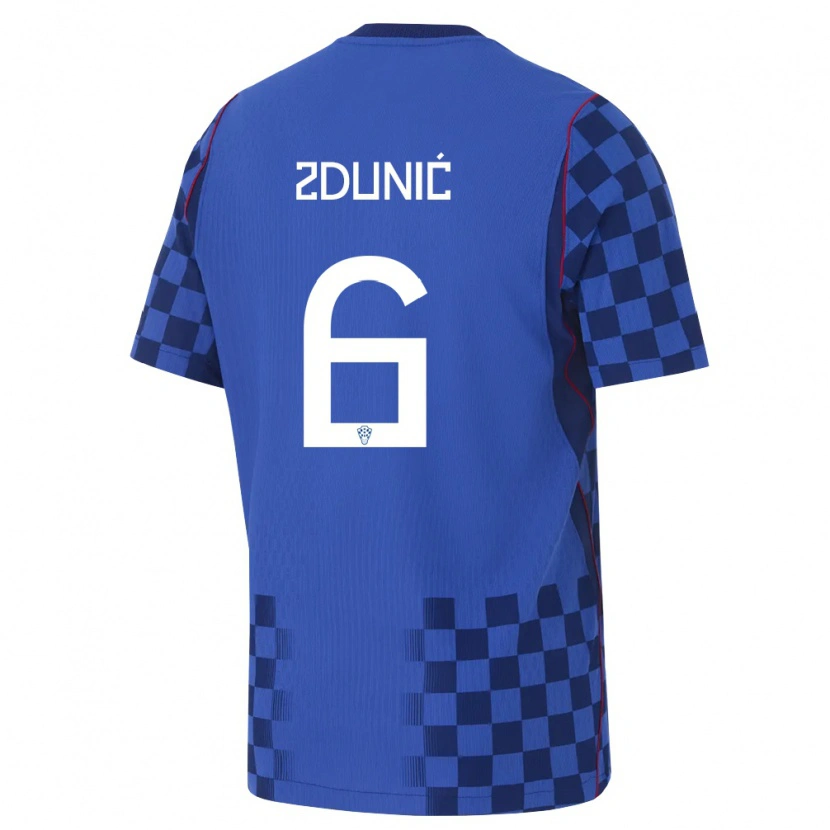 Danxen Niño Camiseta Croacia Lea Zdunic #6 Azul Marino Rojo 2ª Equipación 26-28 La Camisa