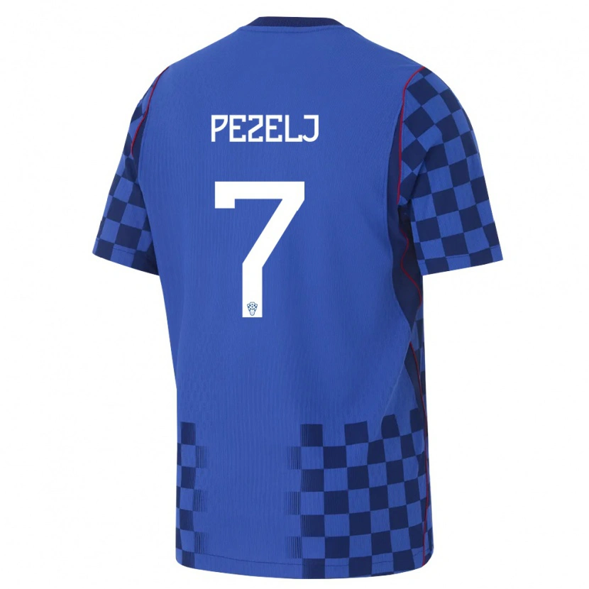 Danxen Niño Camiseta Croacia Petra Pezelj #7 Azul Marino Rojo 2ª Equipación 26-28 La Camisa