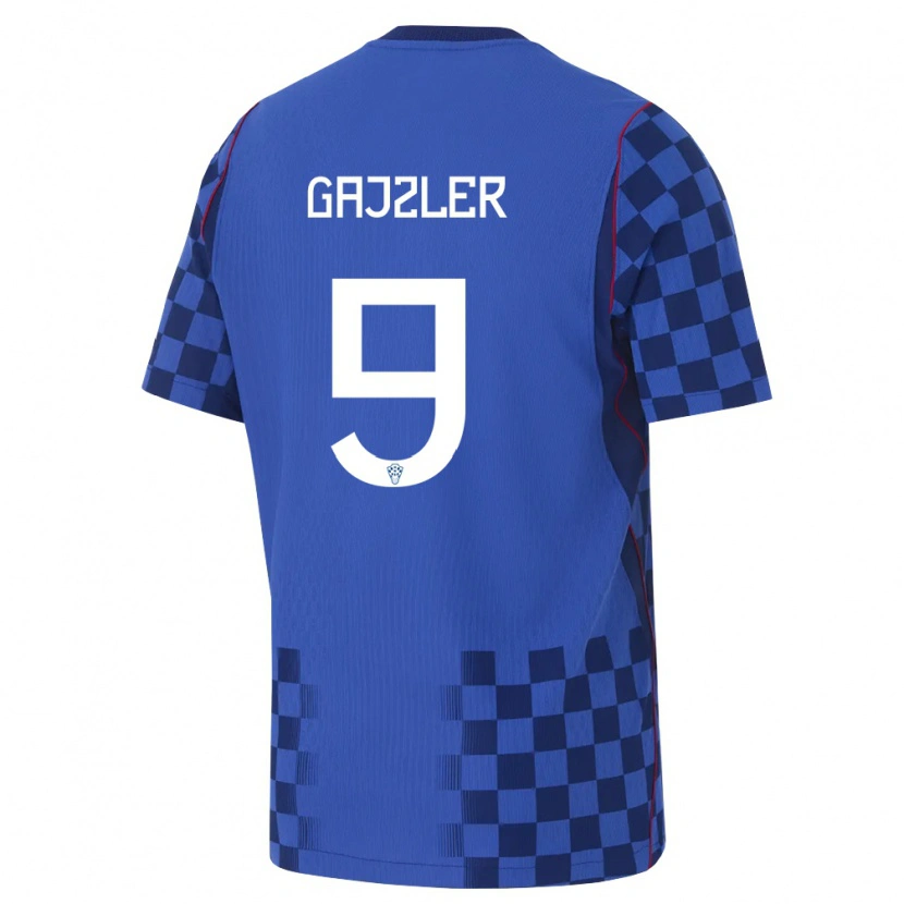 Danxen Niño Camiseta Croacia Niko Gajzler #9 Azul Marino Rojo 2ª Equipación 26-28 La Camisa