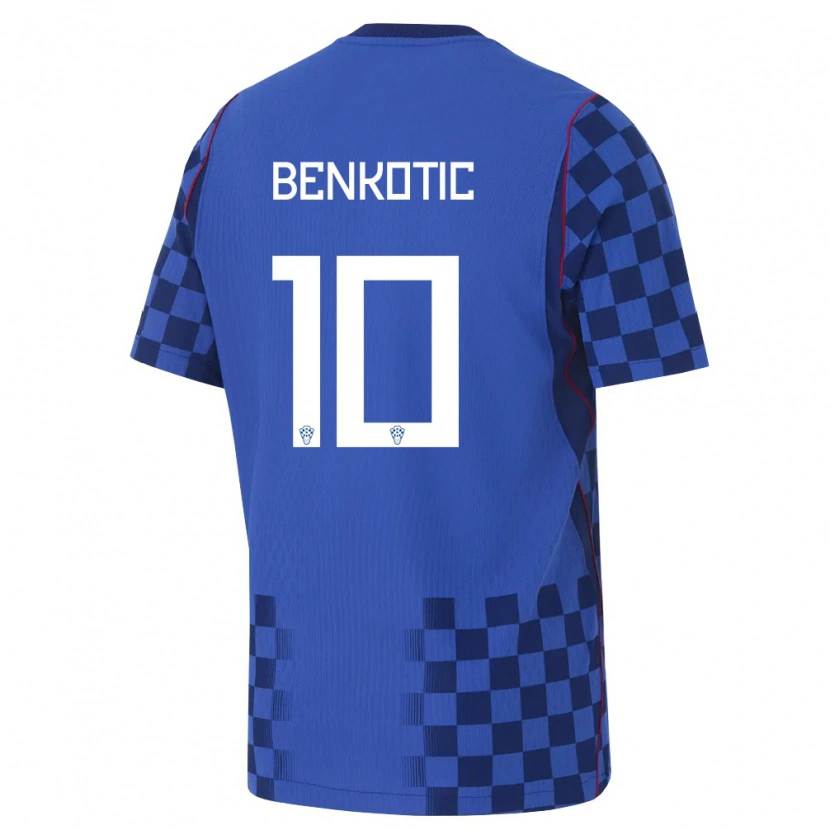 Danxen Niño Camiseta Croacia Jona Benkotic #10 Azul Marino Rojo 2ª Equipación 26-28 La Camisa