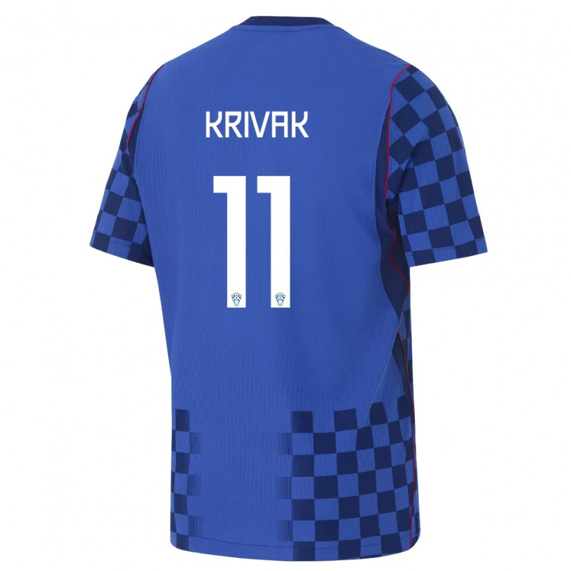 Danxen Niño Camiseta Croacia Fabijan Krivak #11 Azul Marino Rojo 2ª Equipación 26-28 La Camisa