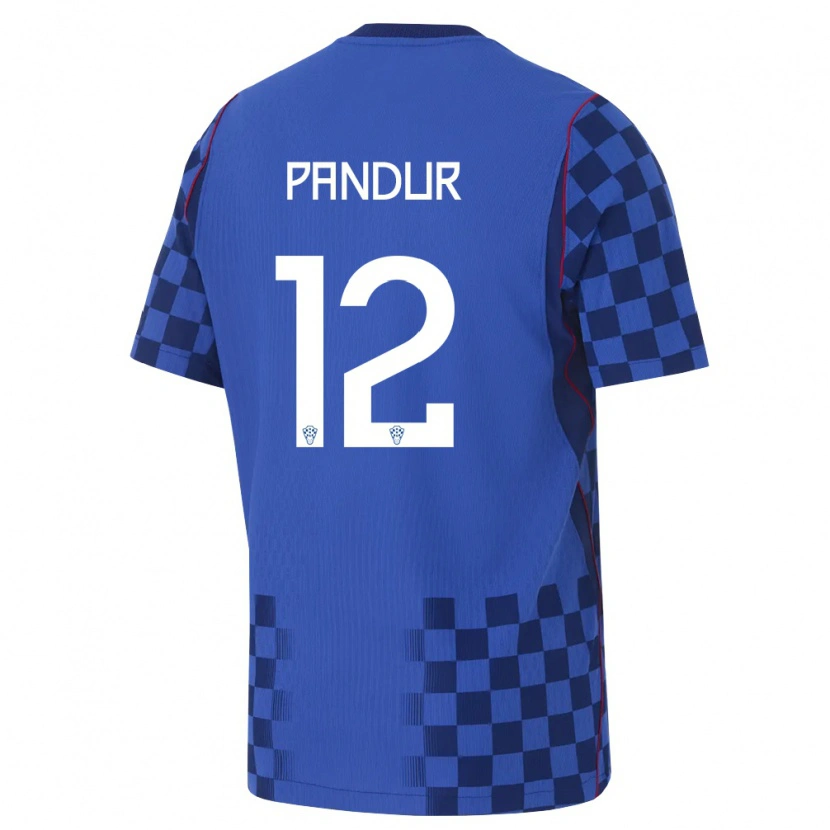 Danxen Niño Camiseta Croacia Ivor Pandur #12 Azul Marino Rojo 2ª Equipación 26-28 La Camisa