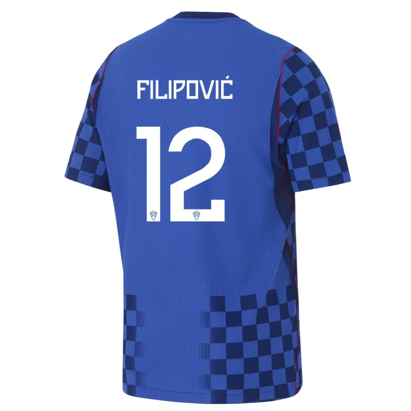 Danxen Niño Camiseta Croacia Ana Filipovic #12 Azul Marino Rojo 2ª Equipación 26-28 La Camisa