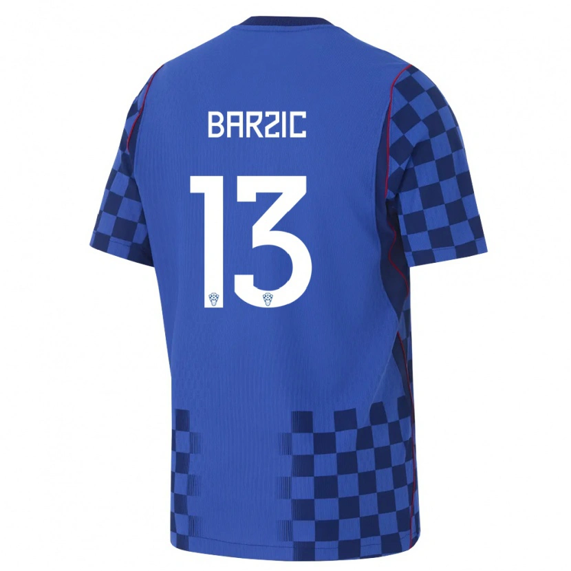 Danxen Niño Camiseta Croacia Matia Barzic #13 Azul Marino Rojo 2ª Equipación 26-28 La Camisa