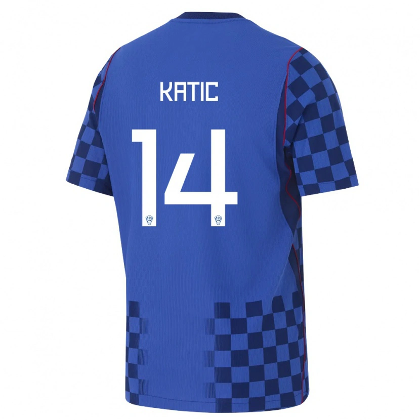 Danxen Niño Camiseta Croacia Ivan Katic #14 Azul Marino Rojo 2ª Equipación 26-28 La Camisa